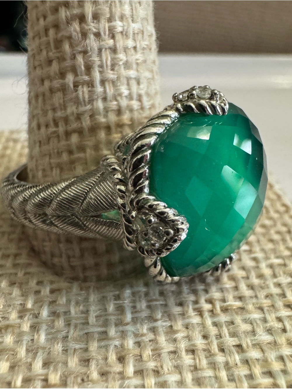 Judith Ripka Faceted Green Goddess Chalcedony Faceted Ring - Picture 2 of 4